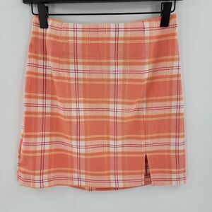 Wild fable plaid mini skirt slit orange pink barbie school girl trendy 2